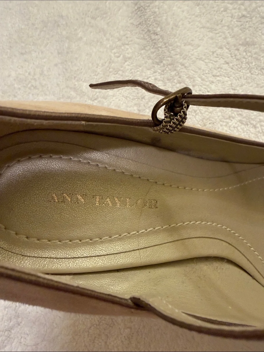 Ann Taylor Taupe Suede Pointed Mary Jane Heels